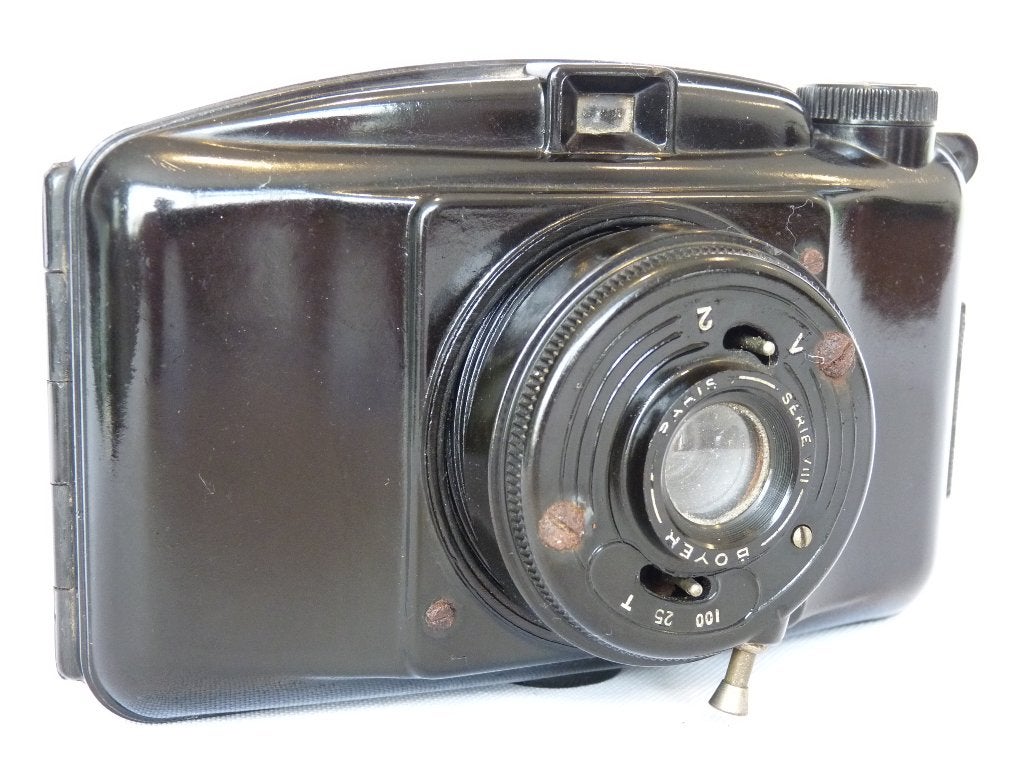 Antieke  M.I.O.M.: Photax Blinde, bakeliet camera , 1938, Ophalen of Verzenden, Voor 1940, Fototoestel
