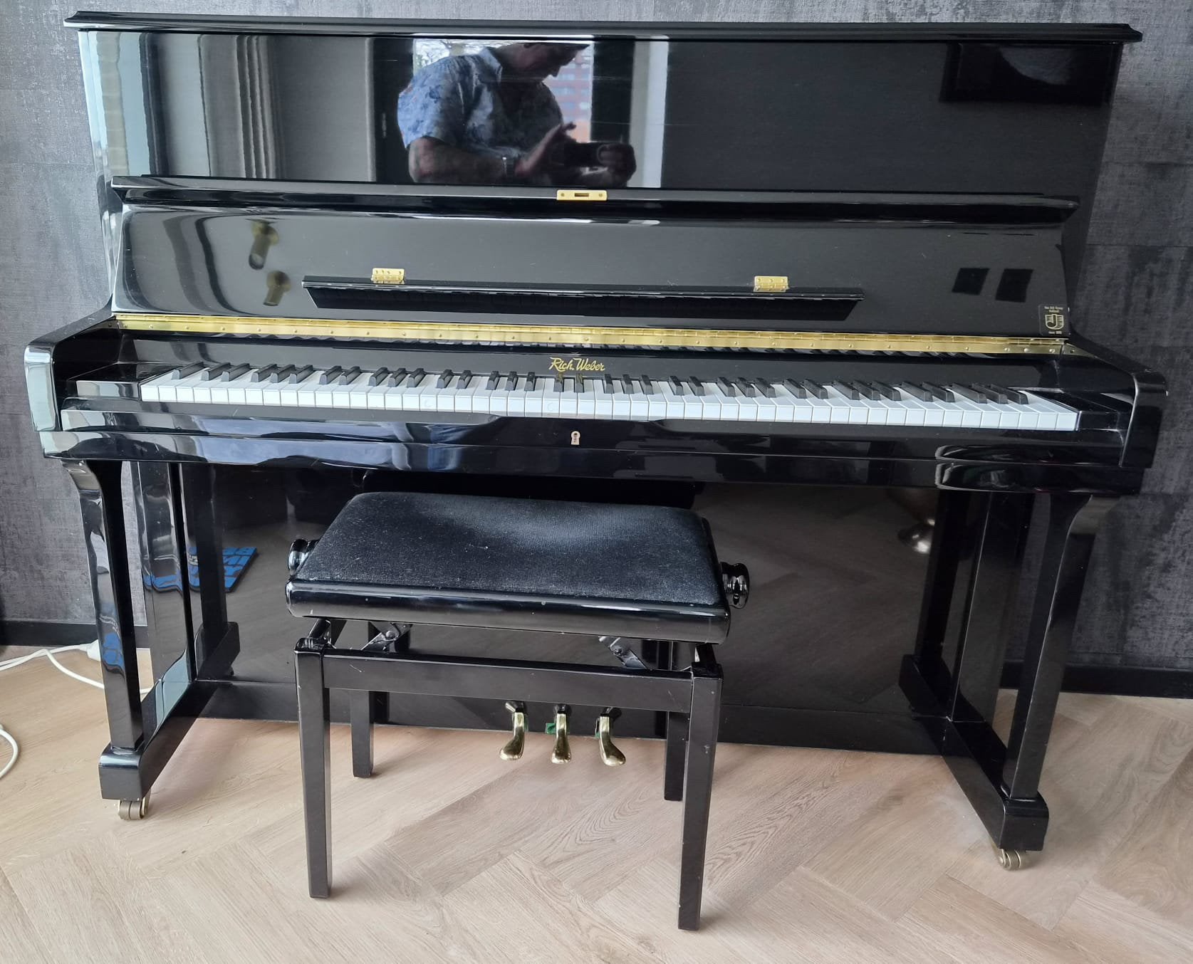 Zwarte hoogglans Rich Weber, Muziek en Instrumenten, Ophalen, Zwart, Zo goed als nieuw, Piano