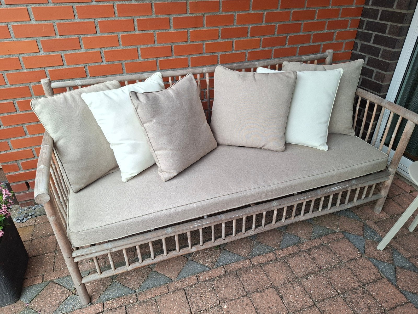 Exotan tuinbank met kussens - 2 jaar oud, Ophalen, Gebruikt, Hout