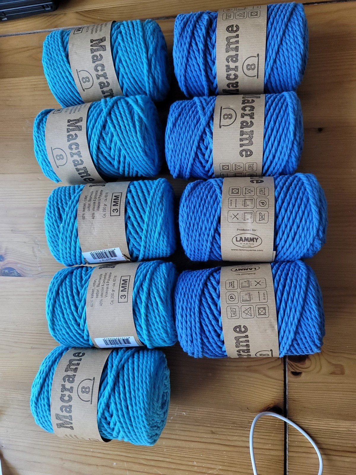 Macramé garen  blauw, Hobby en Vrije tijd, Ophalen of Verzenden, Nieuw, Breien of Haken, Wol of Garen