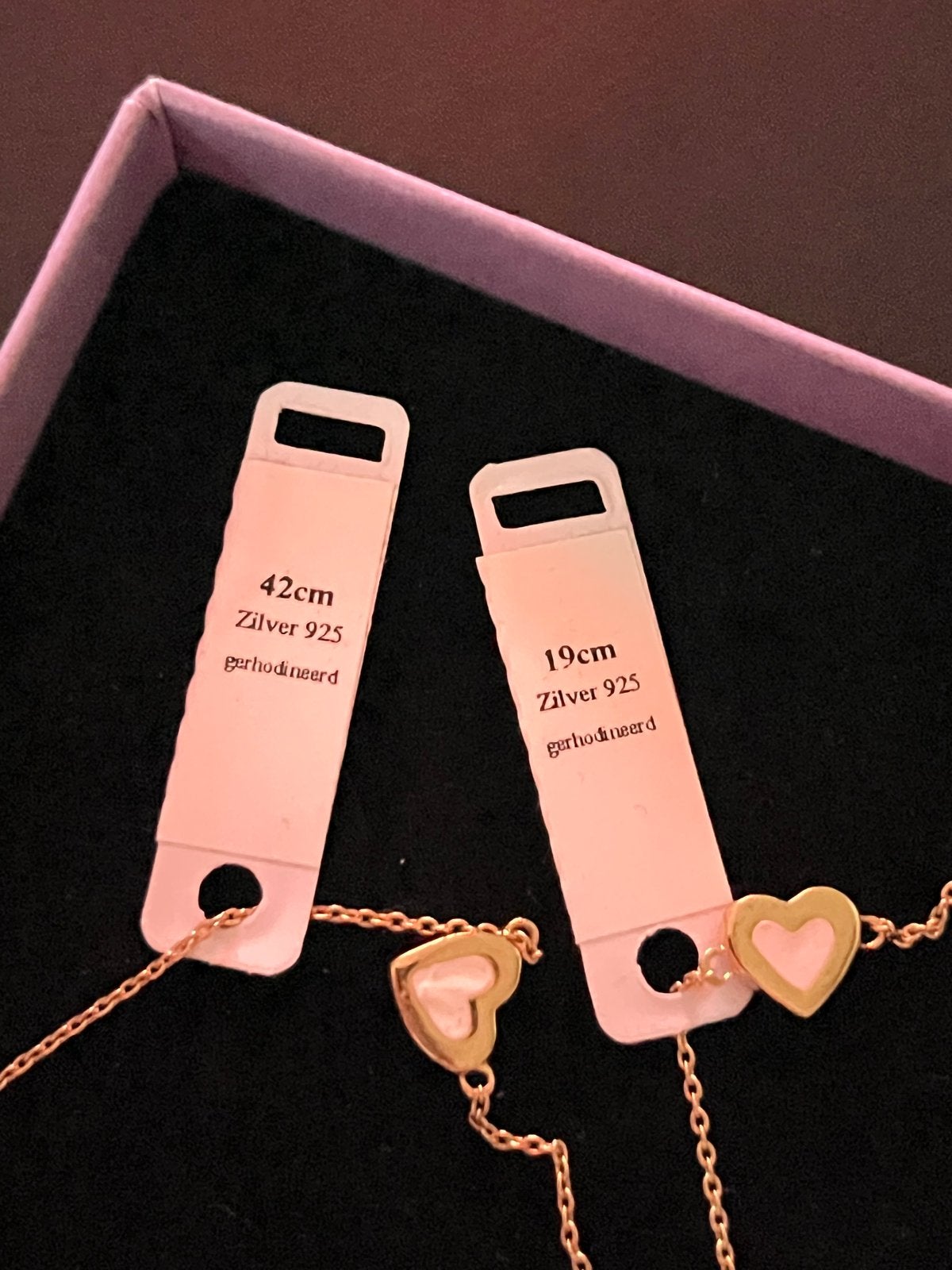 Lucardi Goudkleurige Ketting en Armband met Hartjes, Met kristal, Nieuw, Ophalen of Verzenden, Goud