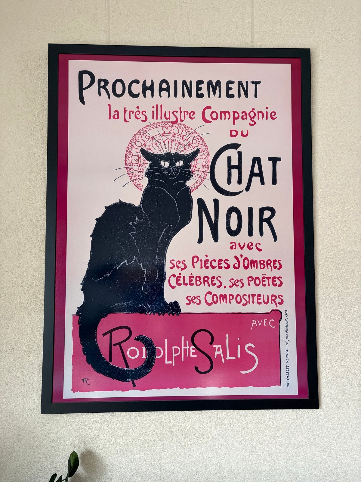 Vintage Le Chat Noir Poster - Ingelijst, Ophalen, Oorspronkelijke maker, Zo goed als nieuw, 75 – 100