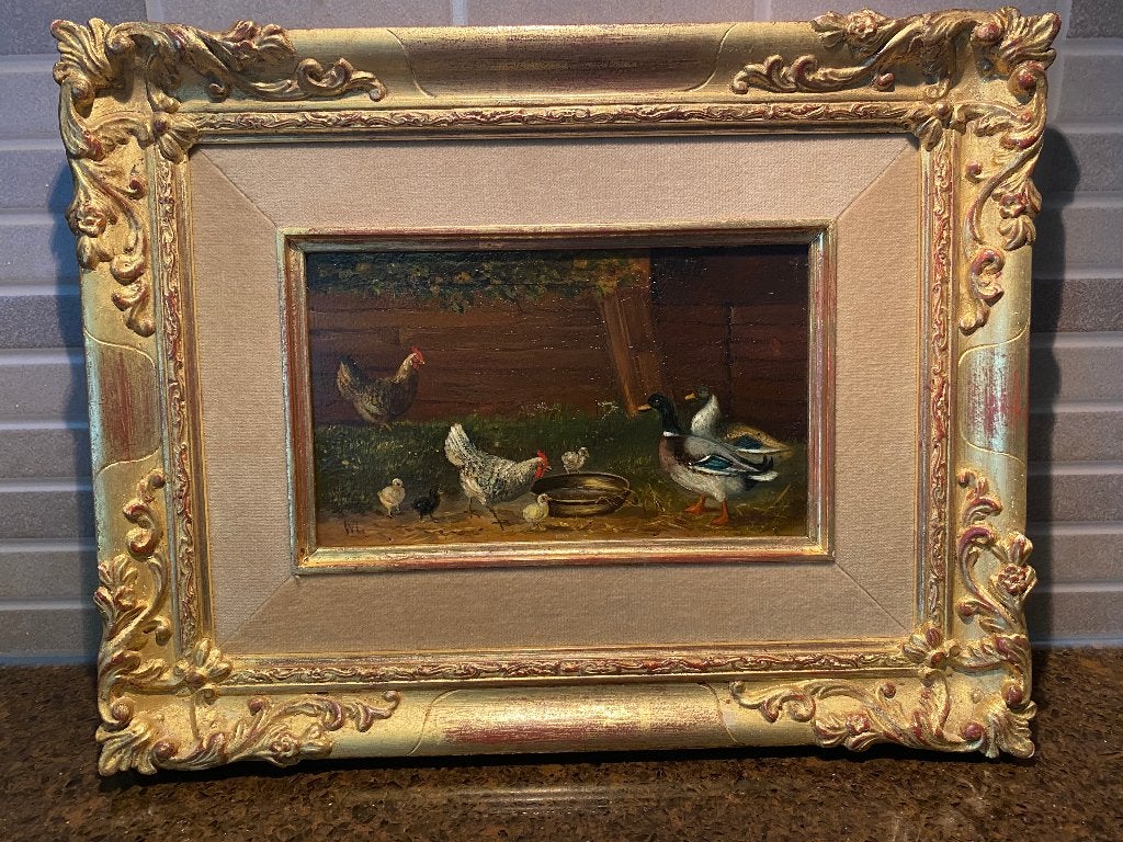 Olieverfschilderij van Wilhelm Albertus Lammers, Ophalen, Paneel, Realistisch, Dieren