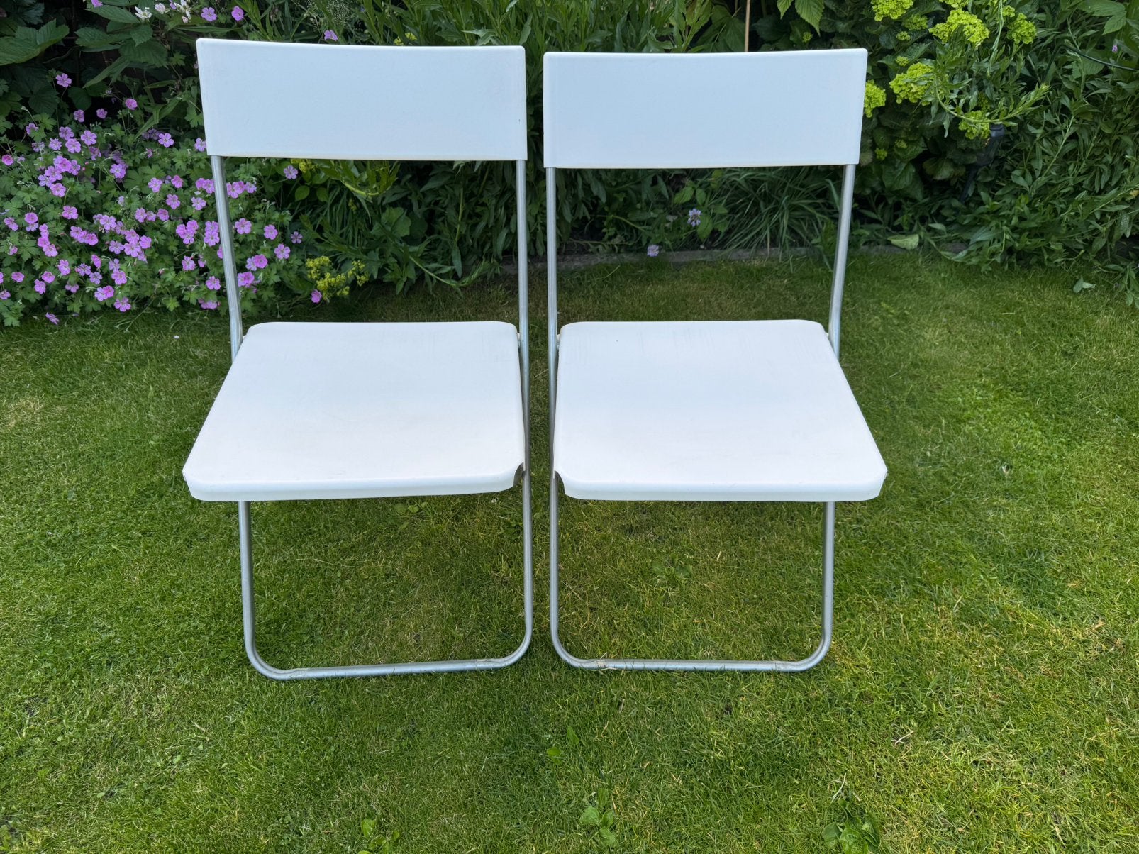 Ikea klapstoel 2 stuks wit Jeff, Ophalen, Kunststof, Gebruikt, Twee