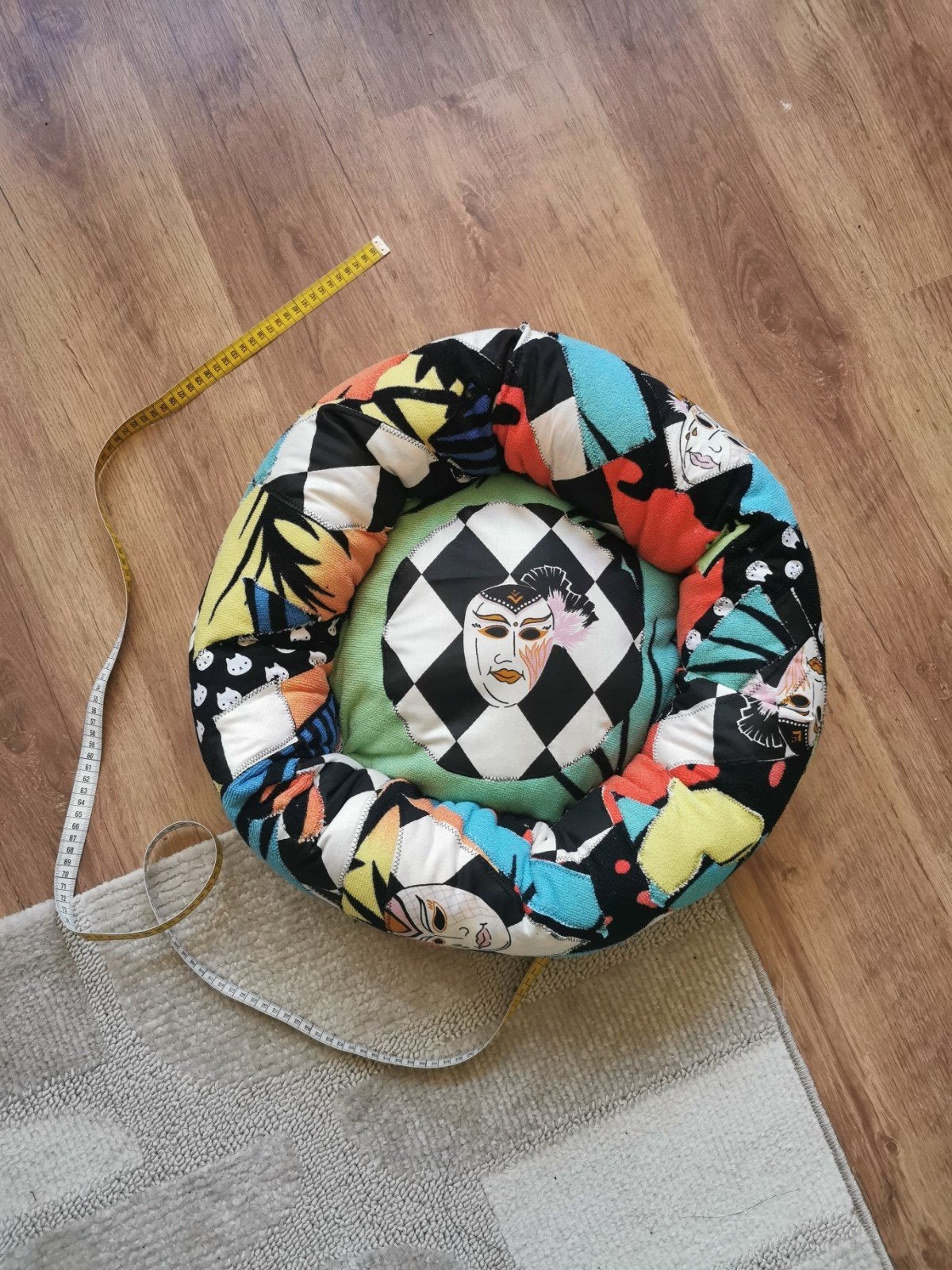 Handgemaakte funky patchwork kattenmand, Dieren en Toebehoren, Kattenmanden, Ophalen of Verzenden, Nieuw