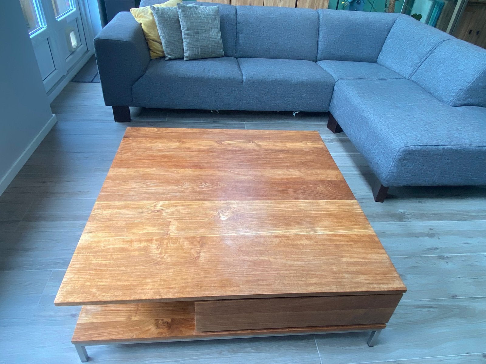 Salontafel van teakhout met lades en opbergruimte |Eijerkamp, Huis en Inrichting, Tafels | Salontafels, Ophalen, Zo goed als nieuw