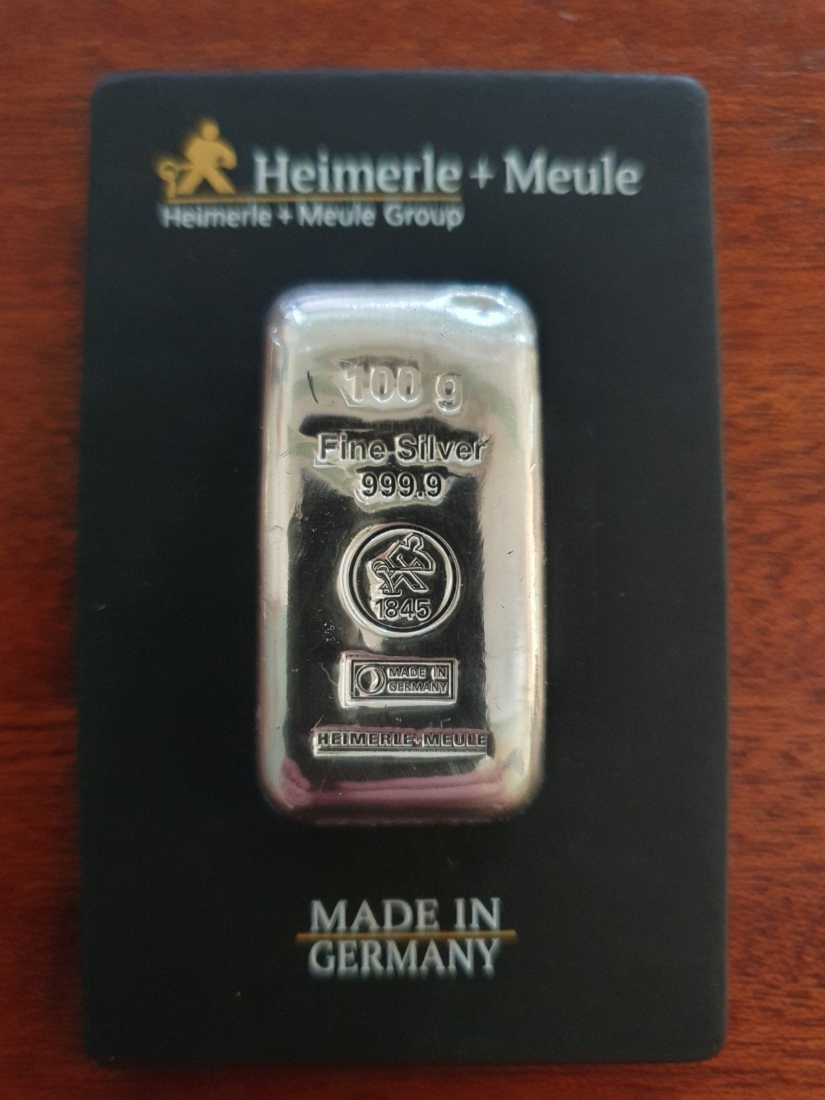 999.9 Zilverbaar 100 gram gesealed Heimerle Meule, Postzegels en Munten, Verzenden, Zilver