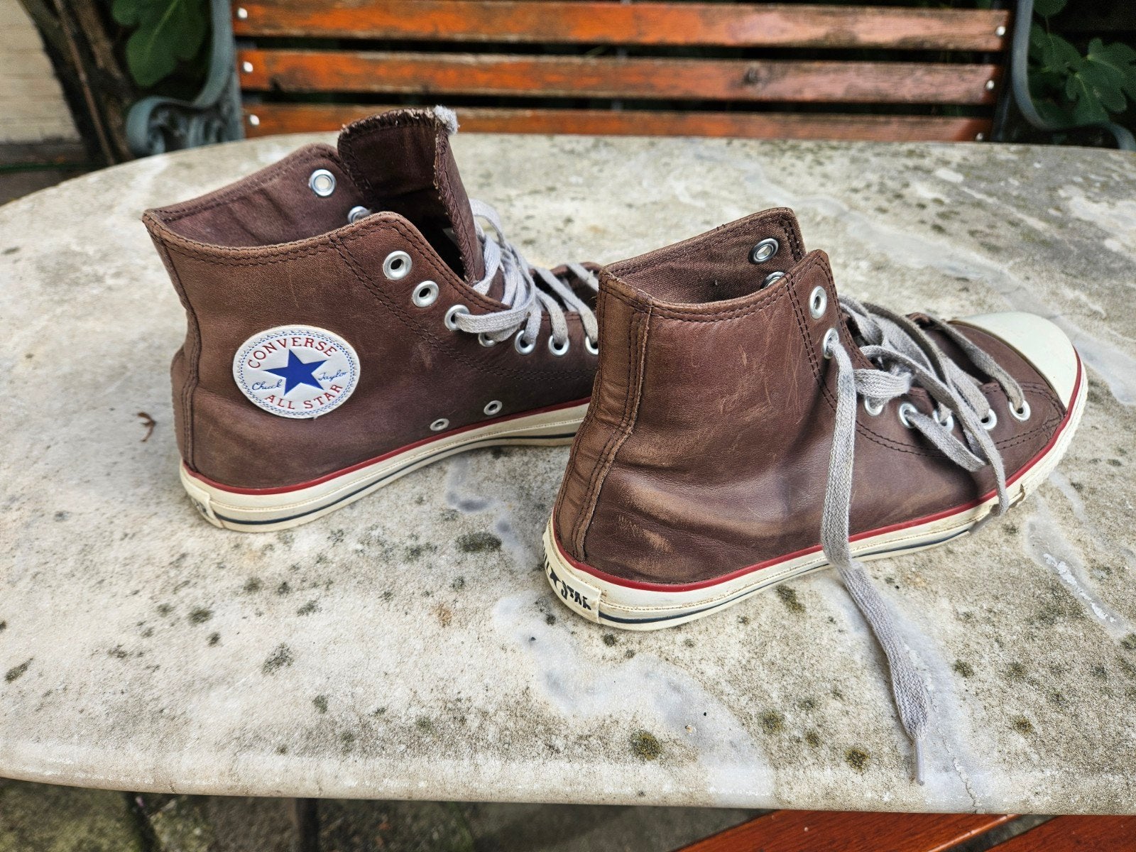 Bruin leren converse all star, Bruin, Ophalen of Verzenden, Zo goed als nieuw, Converse All Star