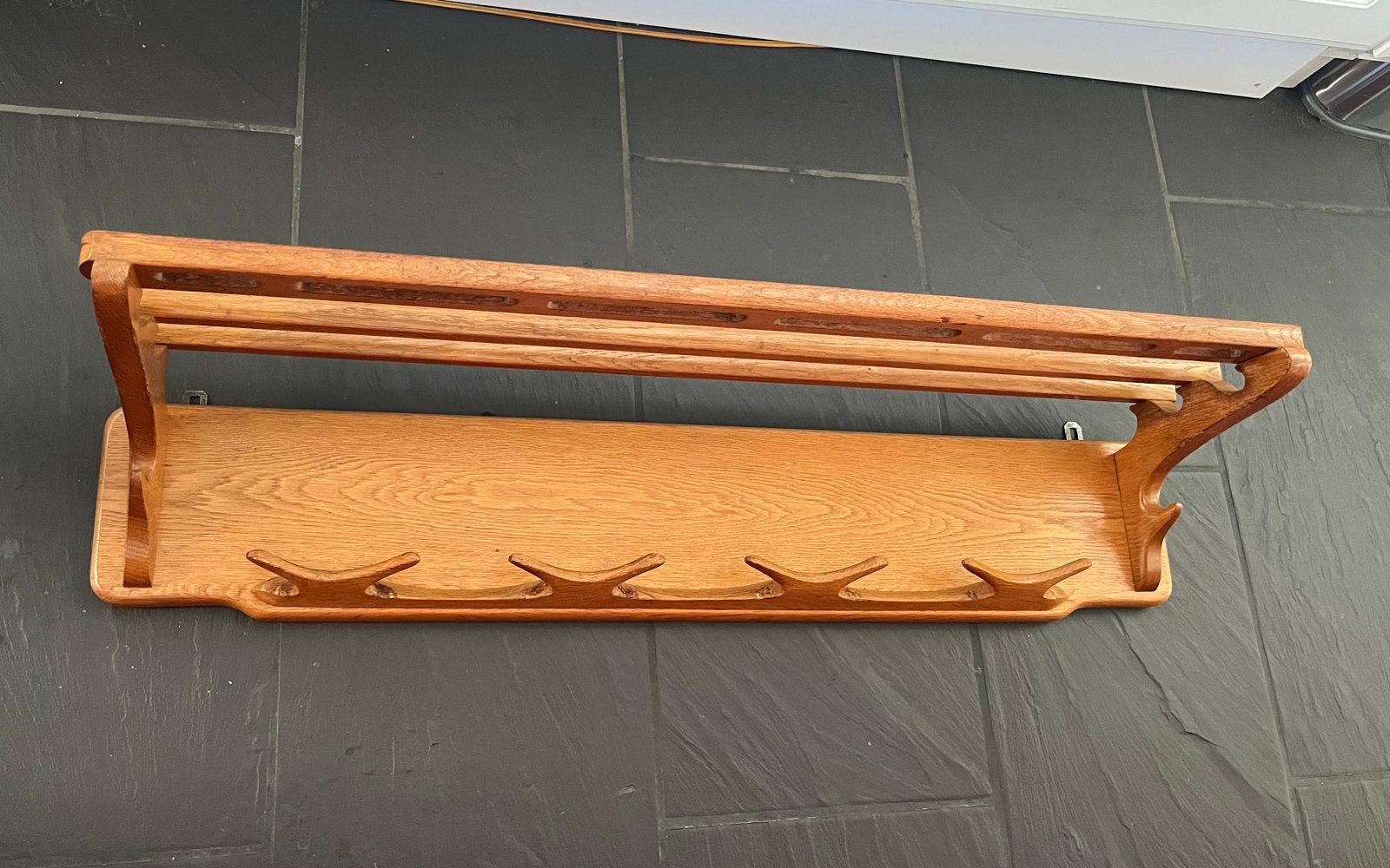 Vintage houten wandkapstok met hoedenplank jaren 50 60, Ophalen of Verzenden, Zo goed als nieuw