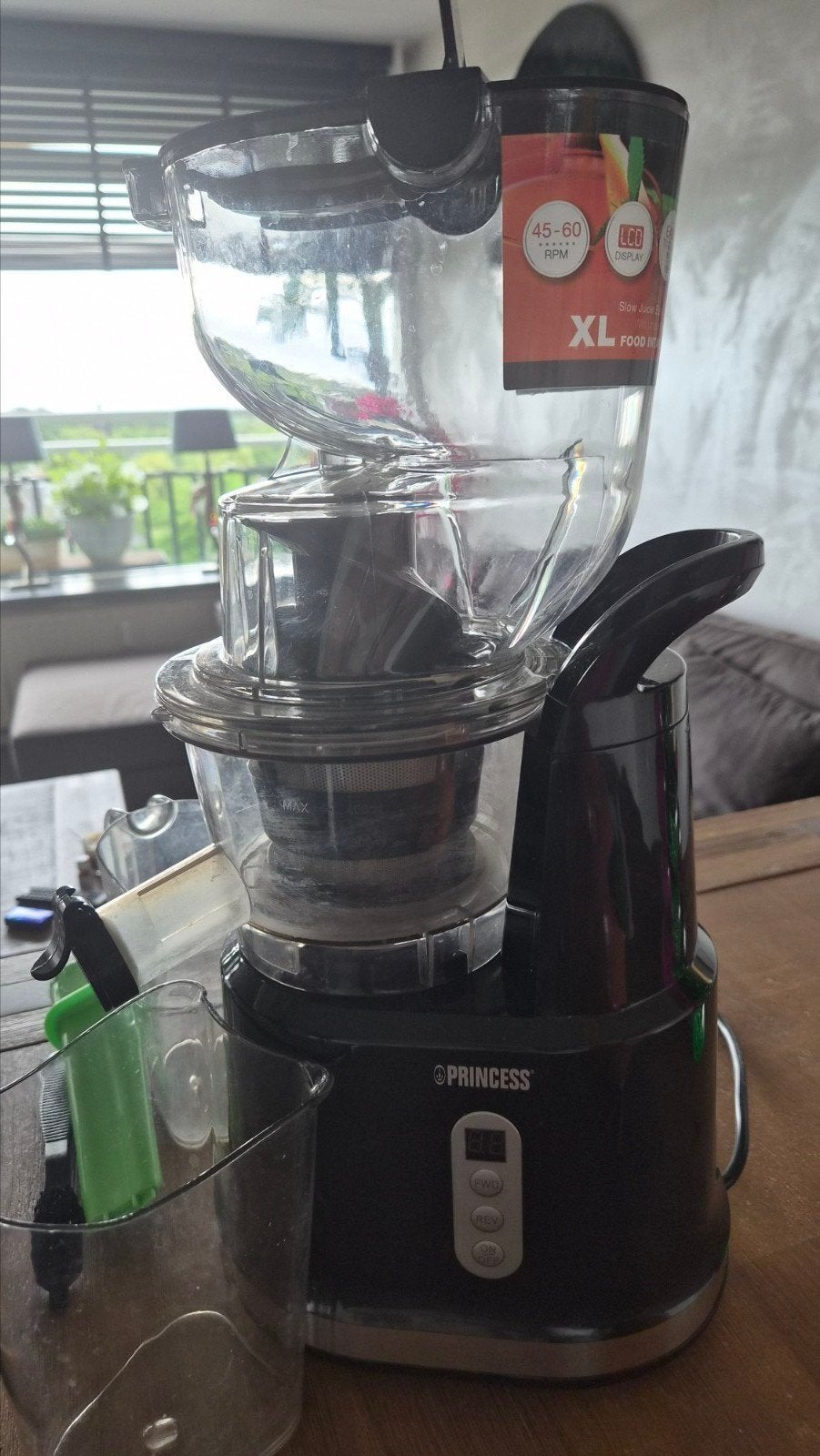 Princess Slowjuicer - Extra Grote Opening - Zwart, Witgoed en Apparatuur, Juicers, Ophalen of Verzenden, Zo goed als nieuw, Elektrisch