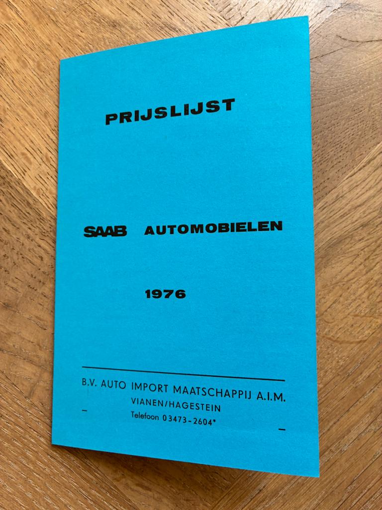 Saab prijslijst 1976, Ophalen of Verzenden, Zo goed als nieuw, Overige merken