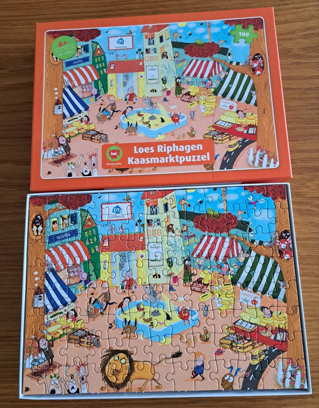 Nieuw Kaasmarkt Puzzel Loes Riphagen 100 stukjes, Ophalen of Verzenden, Minder dan 500 stukjes, Nieuw, Legpuzzel