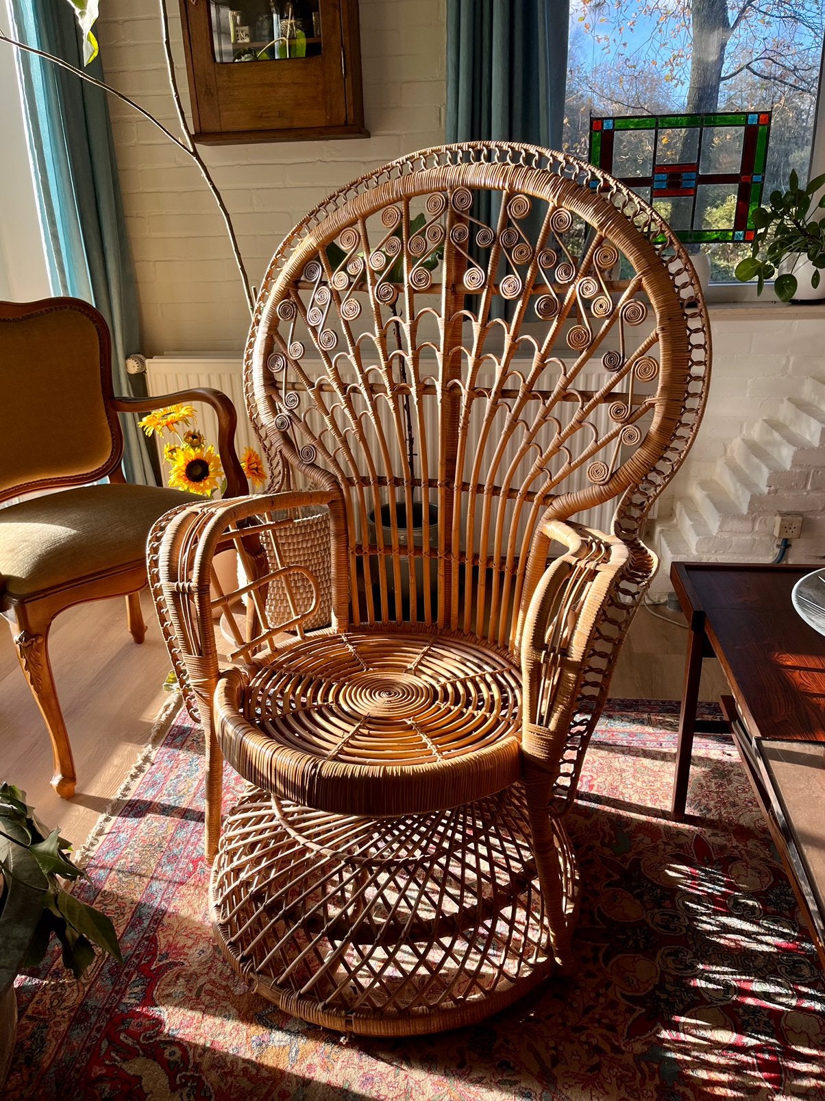 Vintage rotan pauwenstoel, Peacock Chair, jaren 70, Ophalen