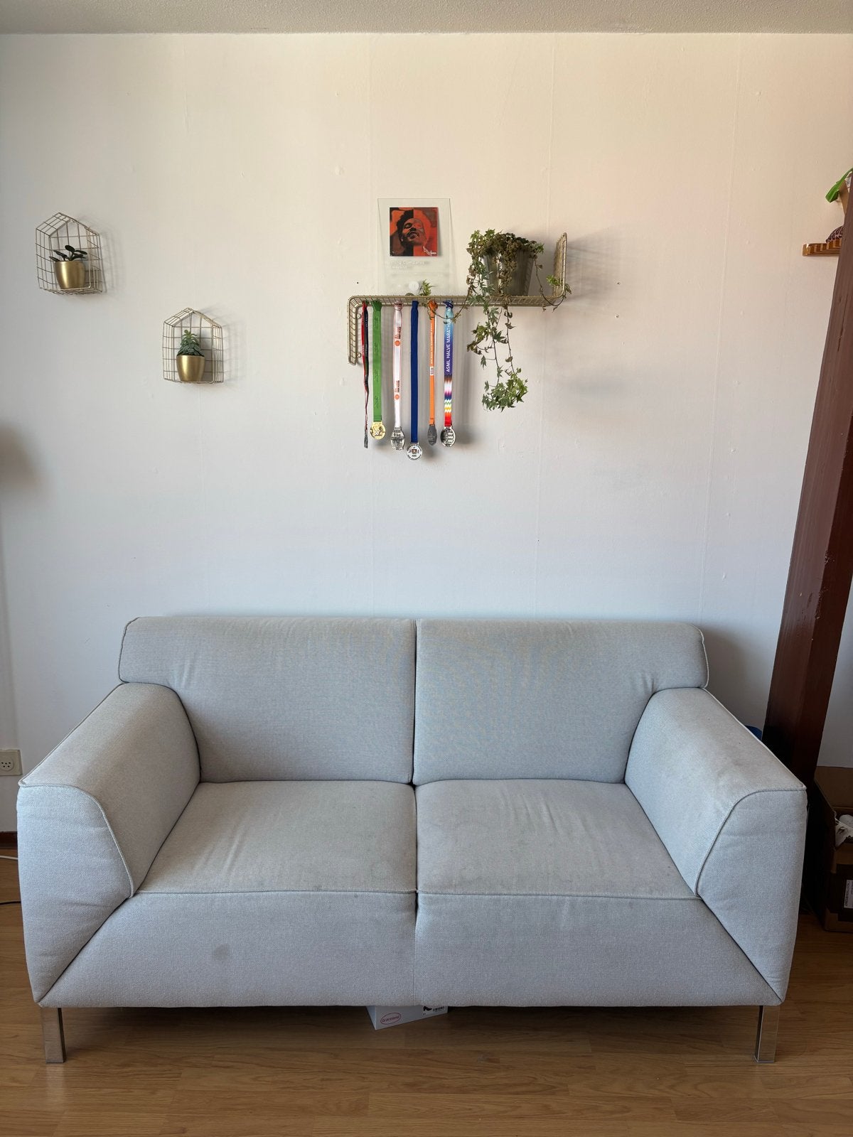Comfortabele 2-zitsbank - Lichtgrijs, Ophalen, Gebruikt, 150 tot 200 cm, Tweepersoons