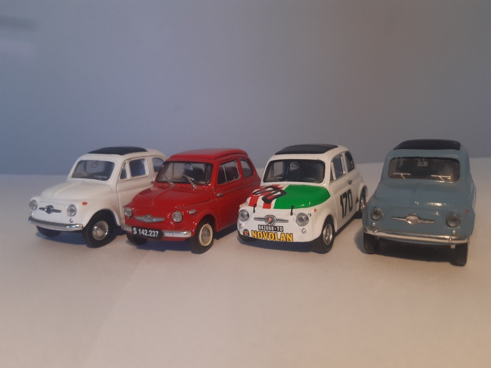 Fiat 500 D en Steyr Puch diverse utvoeringen, Hobby en Vrije tijd, Modelauto's | 1:43, Ophalen of Verzenden, Gebruikt, Auto, Overige merken