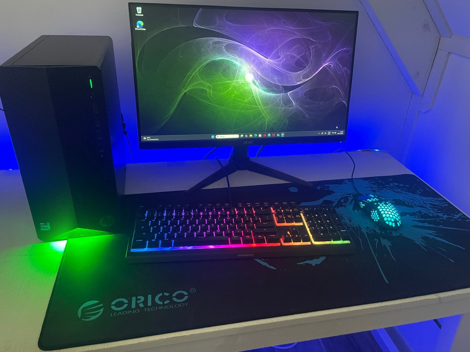 HP Gaming PC + Acer Monitor, RGB Toetsenbord en muis+muispad, Ophalen, 2 tot 3 Ghz, Zo goed als nieuw, Gaming