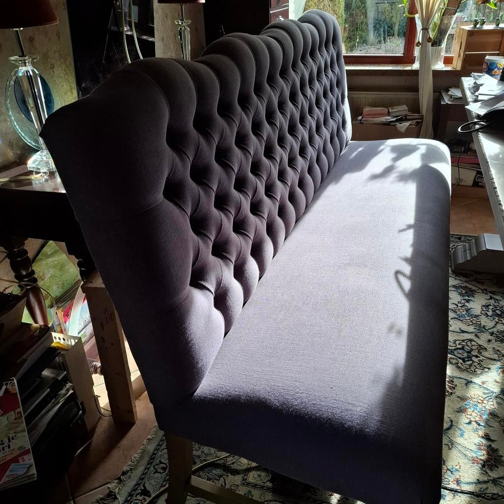 Eetkamerbank Olav 2 meter met gecapitonneerde rugleuning en, Ophalen, Gebruikt, Minder dan 75 cm, 150 tot 200 cm