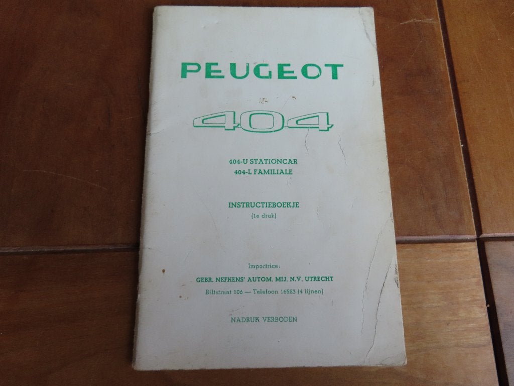 Instructieboek Peugeot 404-U stationcar, 404-L Familiale '63, Ophalen of Verzenden