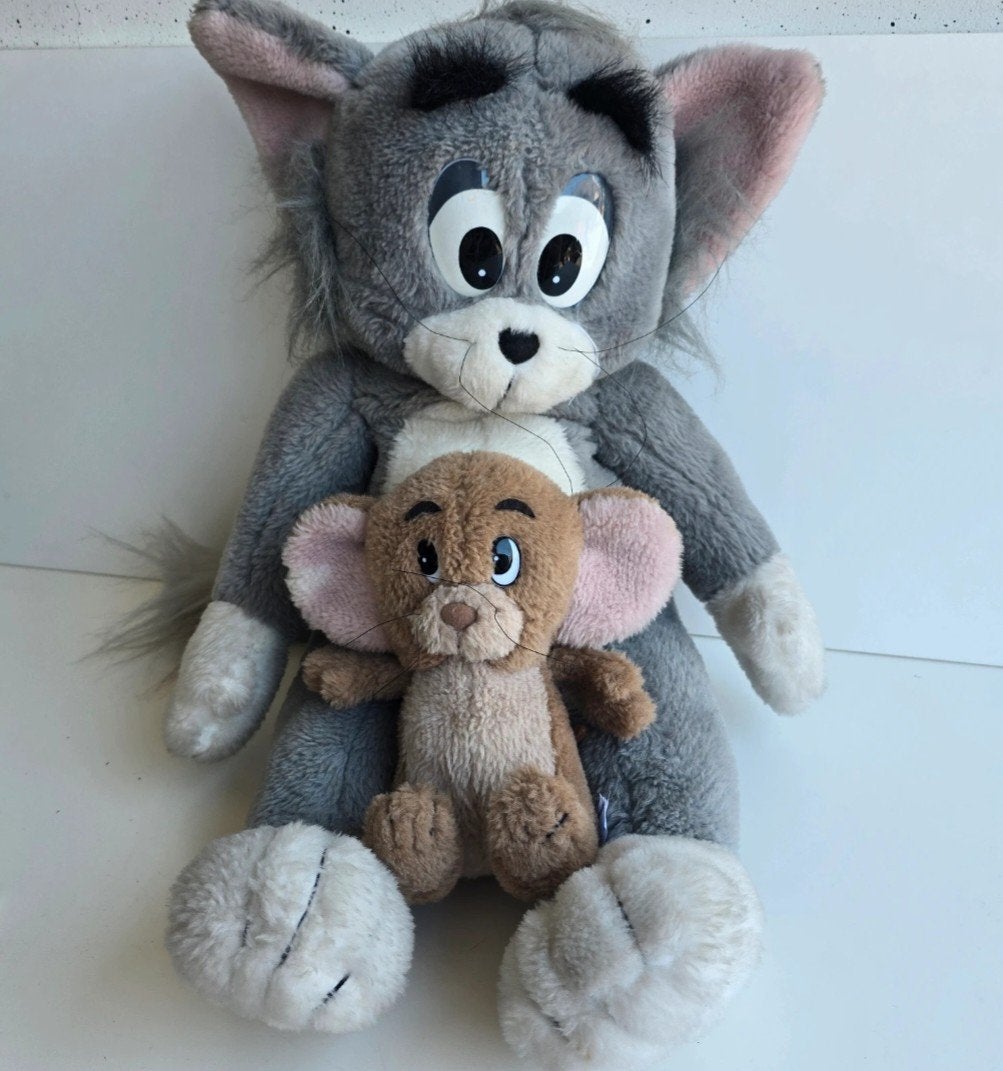 XXL Tom en Jerry Knuffels Vintage, Overige karakters, Ophalen of Verzenden, Grijs