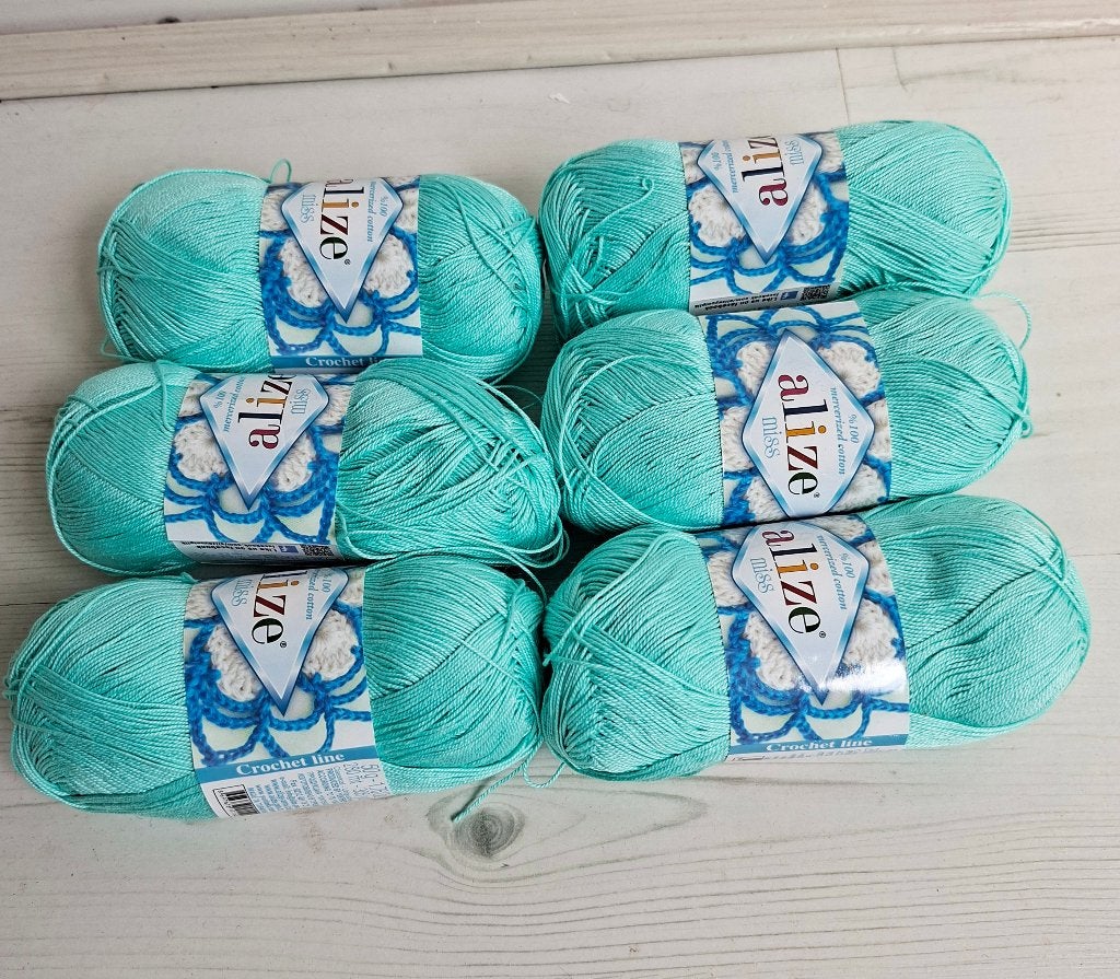 Aqua blauw haakkatoen, 6 bolletjes, Hobby en Vrije tijd, Breien en Haken, Verzenden, Nieuw, Breien of Haken, Wol of Garen