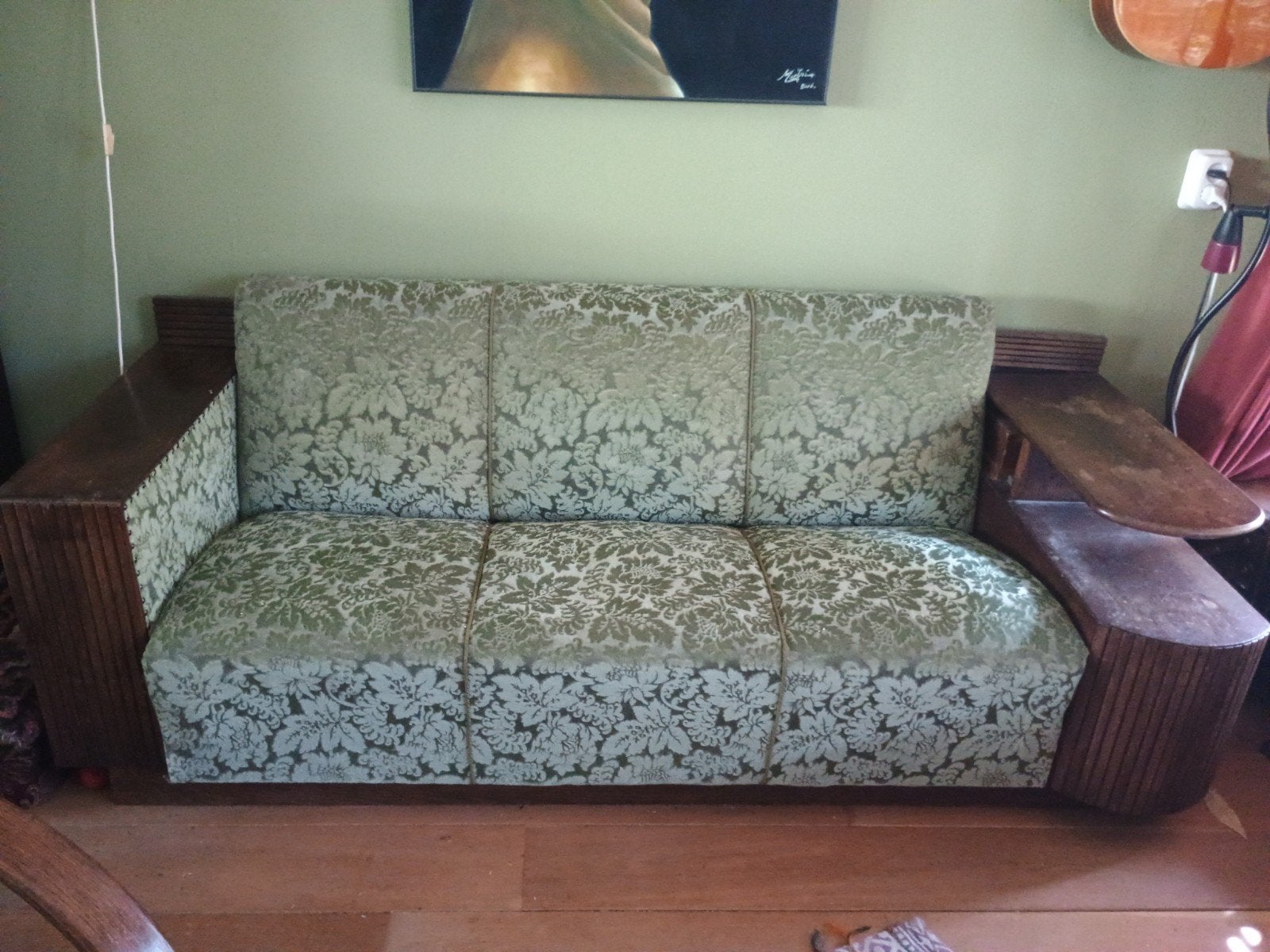 Vintage bankstel met kasten en fauteuil, Antiek en Kunst, Antiek | Meubels | Stoelen en Banken, Ophalen