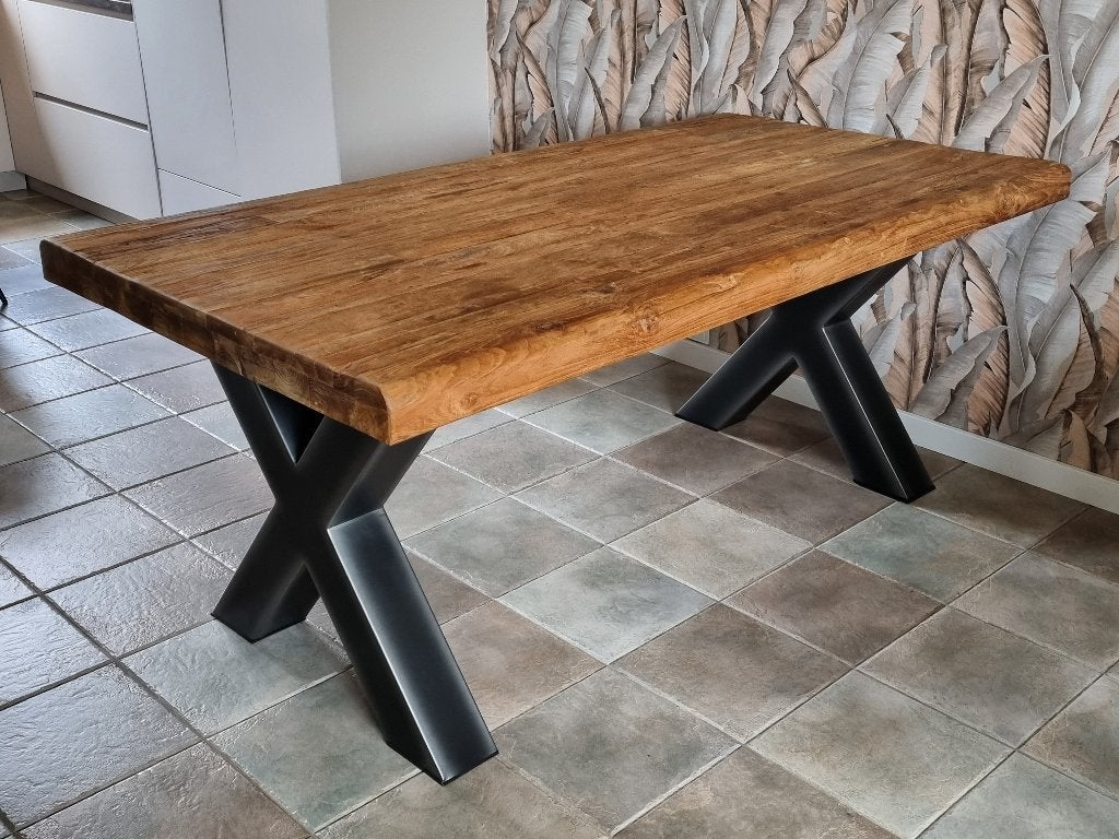 Te koop zgan eettafel, Huis en Inrichting, Tafels | Eettafels, Ophalen, Teakhout, 50 tot 100 cm, Zo goed als nieuw