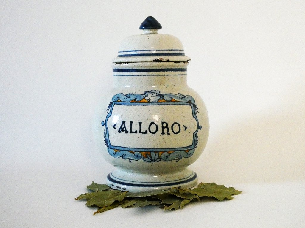 Italiaanse voorraadpot kruidenpot alloro / laurier, Antiek en Kunst, Ophalen of Verzenden