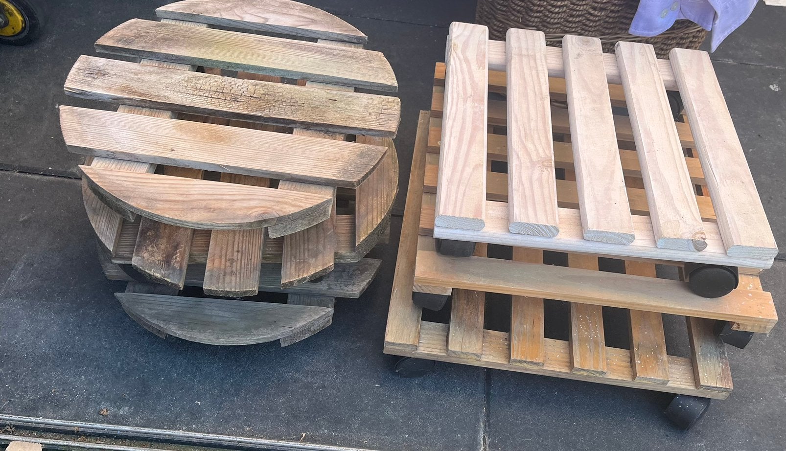 Houten planten trolley’s, Ophalen of Verzenden, Zo goed als nieuw, 50 mm of meer, Balk