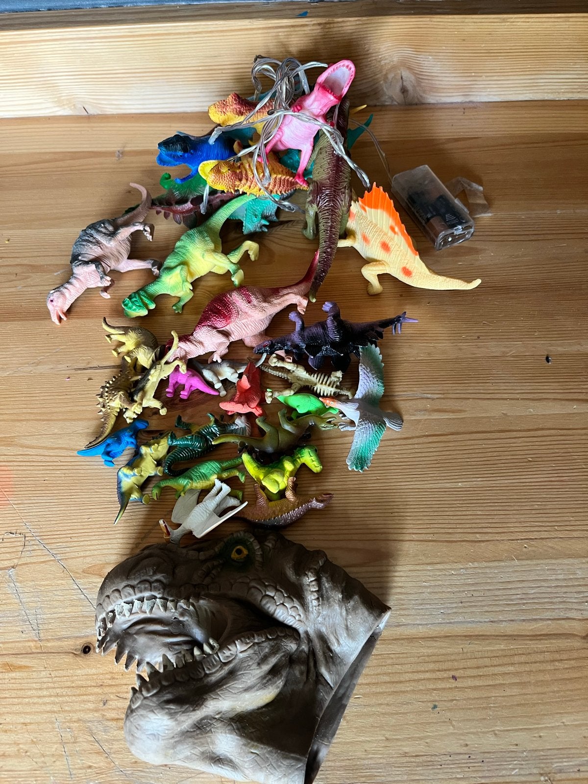 Dinosaurus speelgoed set met masker en lichtjes, Ophalen of Verzenden, Gebruikt, Jongen of Meisje