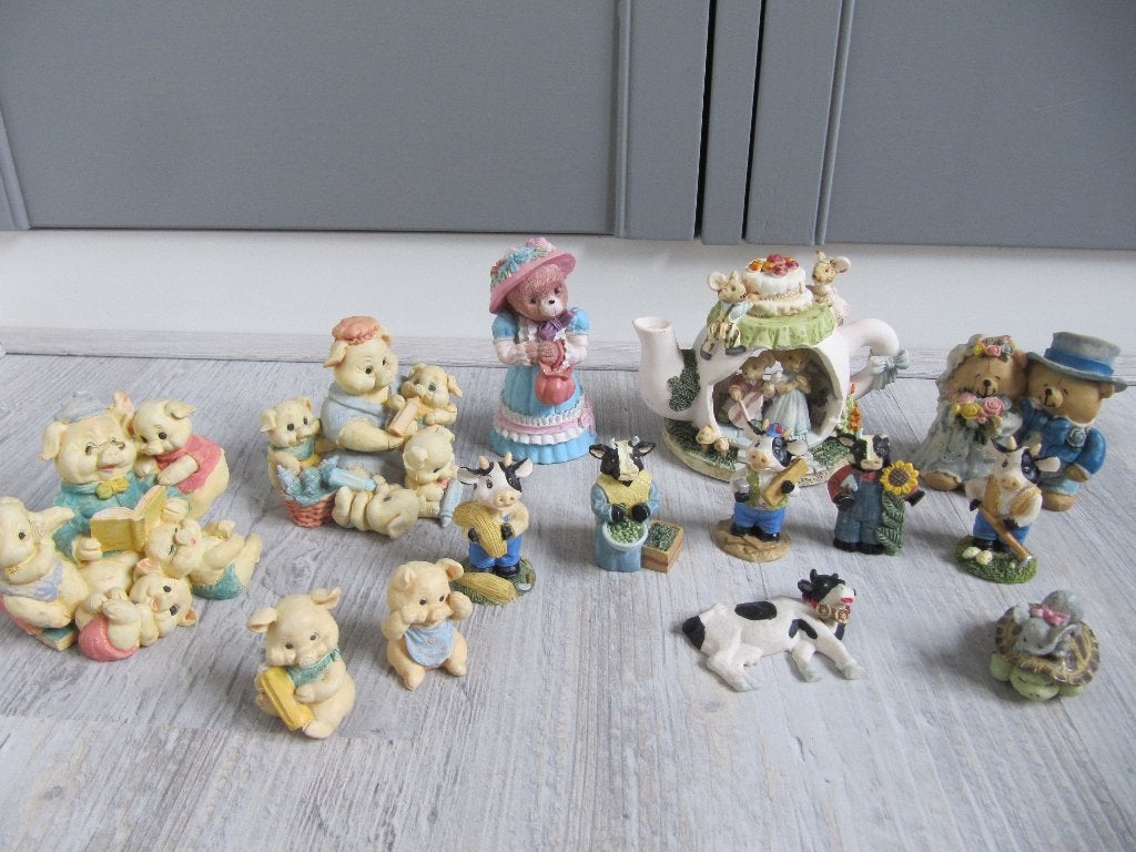 beeldjes, varken, beer, muis, koe., Ophalen of Verzenden, Gebruikt, Steen/keramiek