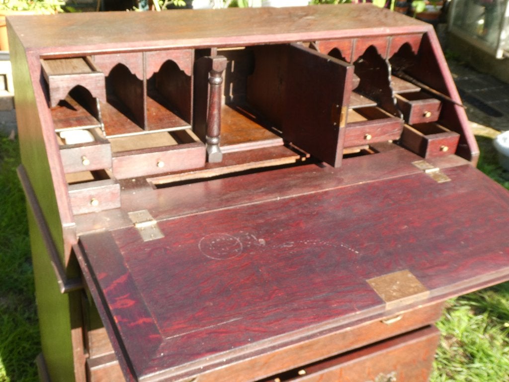 buro met veel geheime vakken, eiken ongeveer 1890, Ophalen