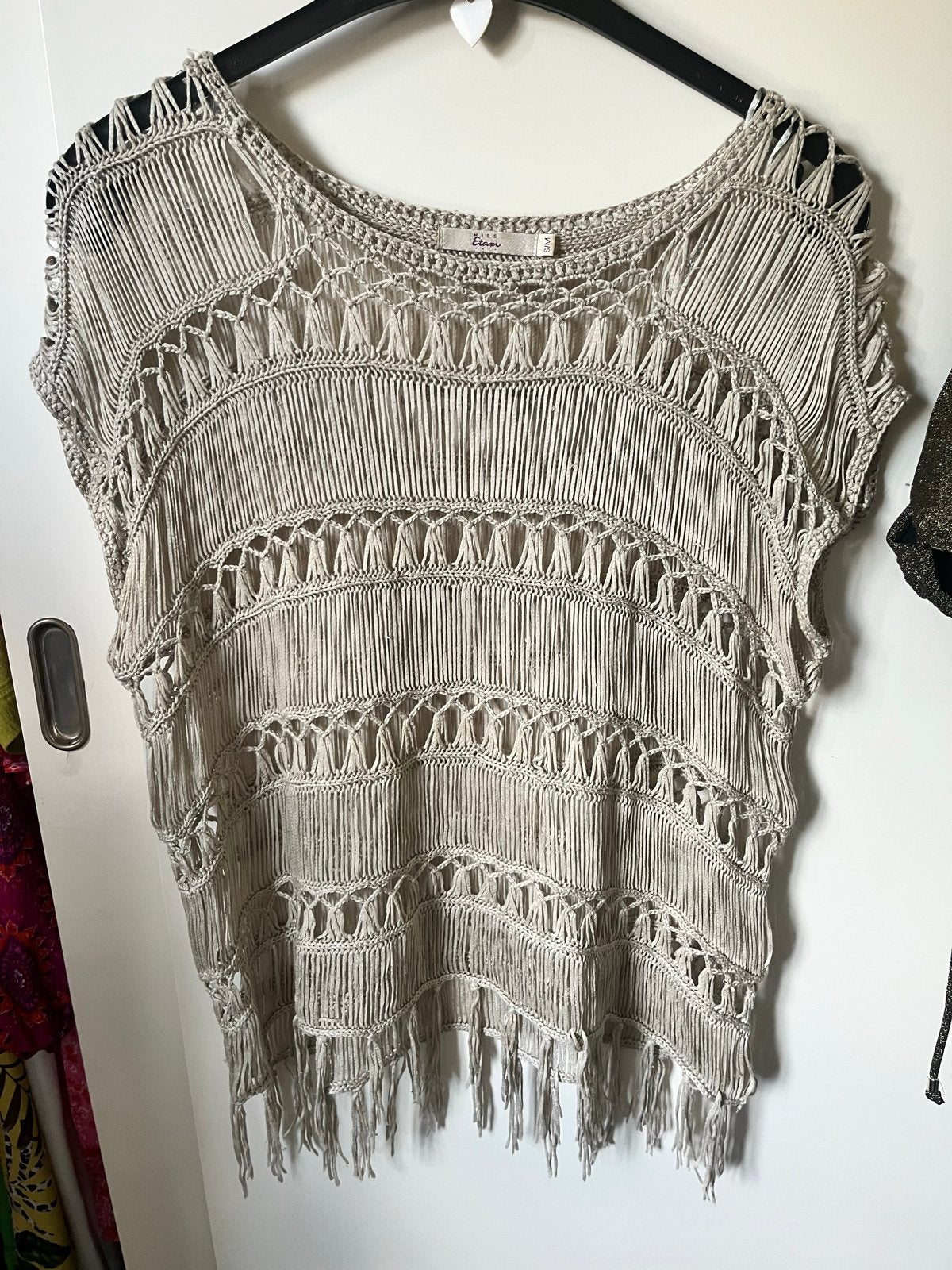 Mooie gehaakte top met franjes festival, Kleding | Dames, Maat 38/40 (M), Beige, Ophalen of Verzenden, Zo goed als nieuw