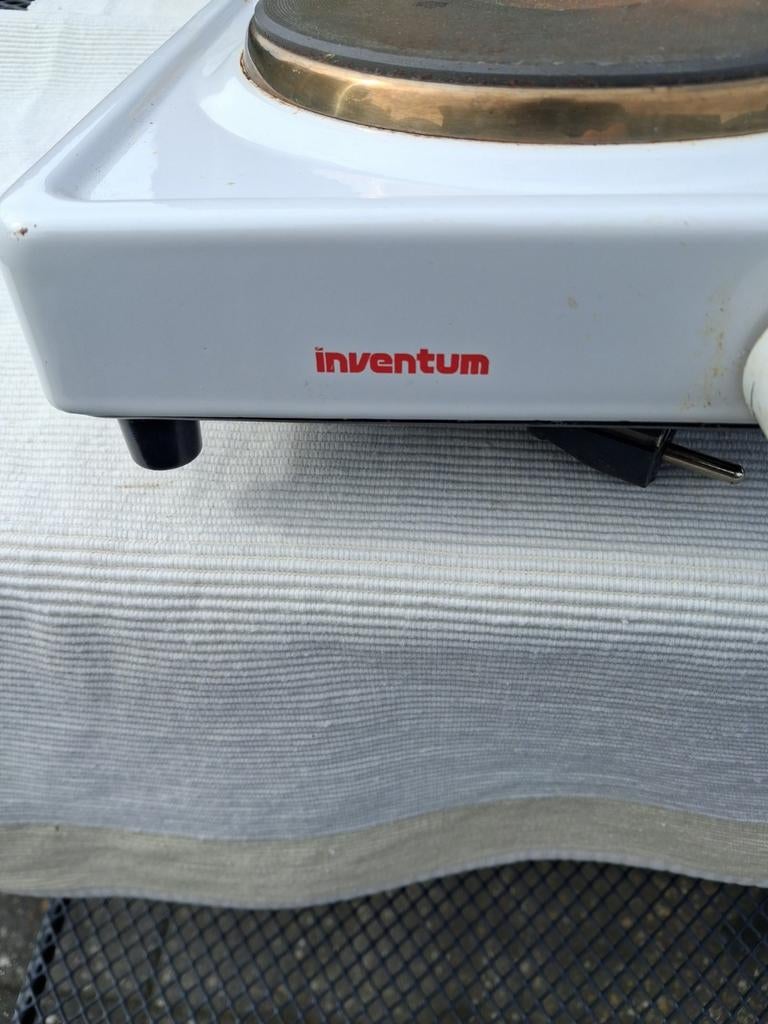 Inventum Eenpersoons Elektrische Kookplaat - Wit, Gebruikt, 3 kookzones of minder, Ophalen of Verzenden, Vrijstaand