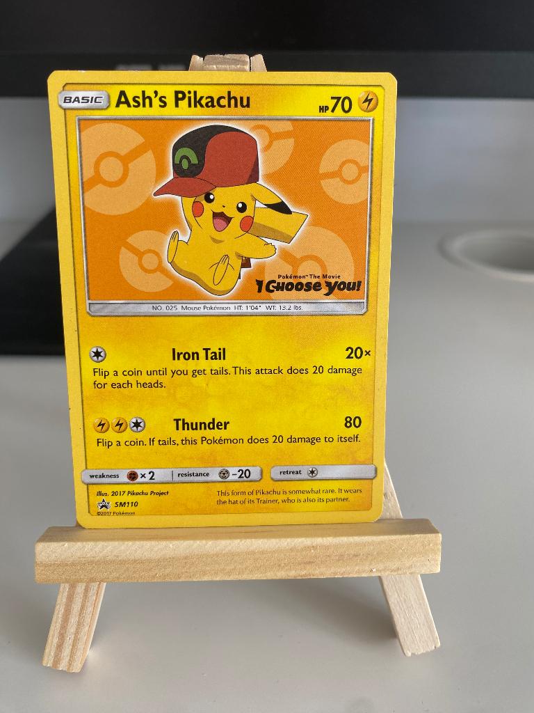 Ash's pikachu, Ophalen of Verzenden, Gebruikt, Losse kaart