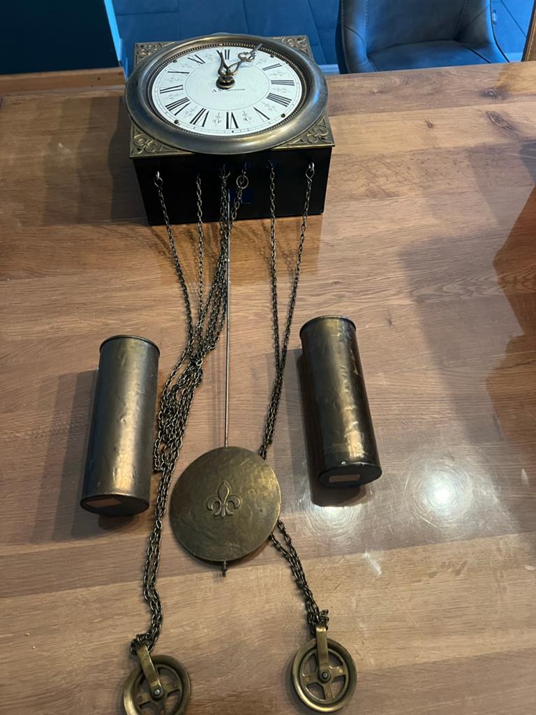 Antieke A.S. Severin Wandklok met Gewichten, Ophalen