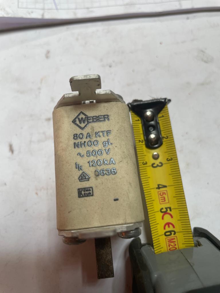 Weber 80A KTF NH00 gl 500V 120kA Zekering, Ophalen, Gebruikt