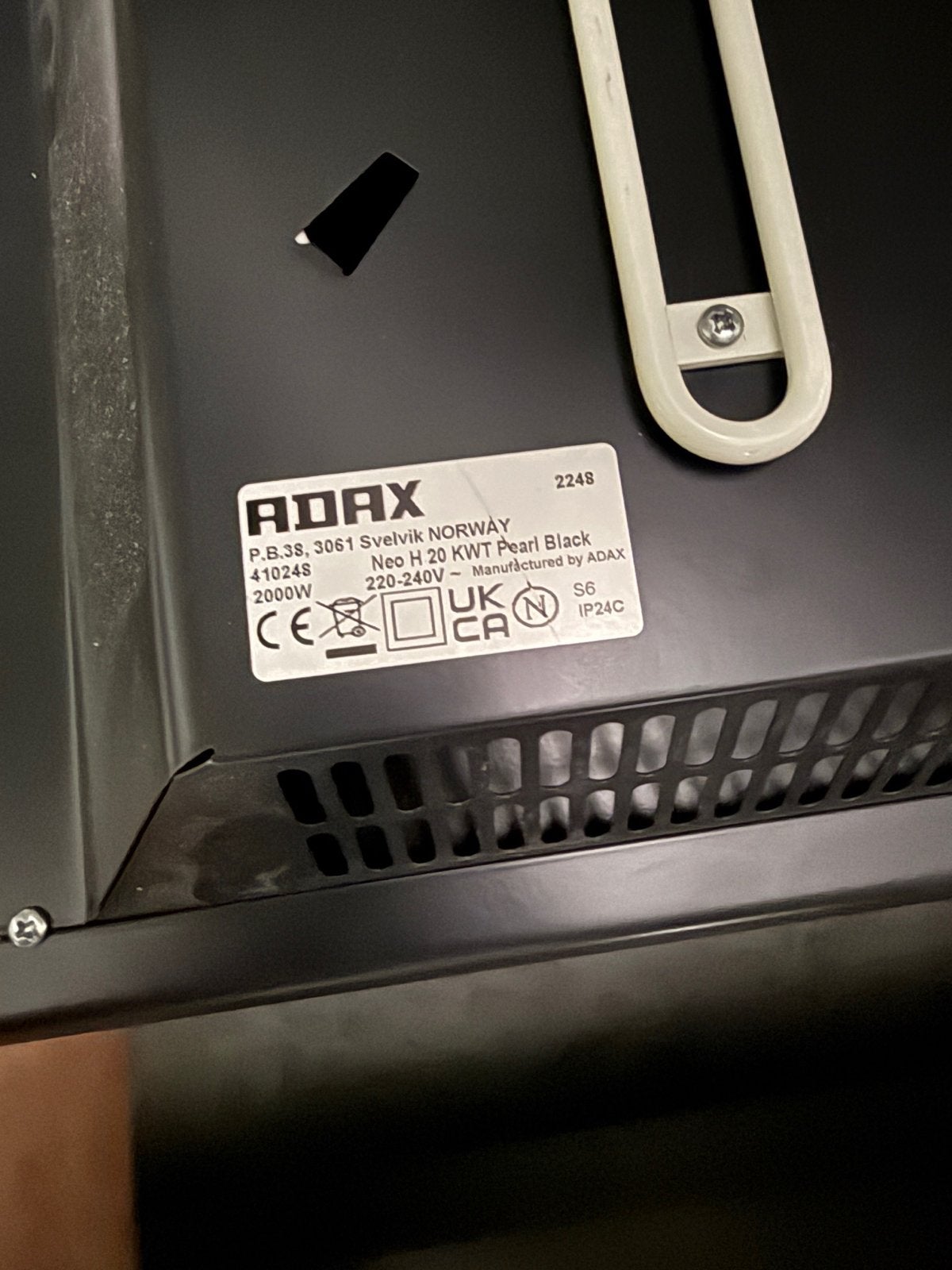ADAX Neo H 20 KWT Pearl Black 2000W elektrische kachel, Doe-het-zelf en Verbouw, Verwarming en Radiatoren, Ophalen, Minder dan 30 cm