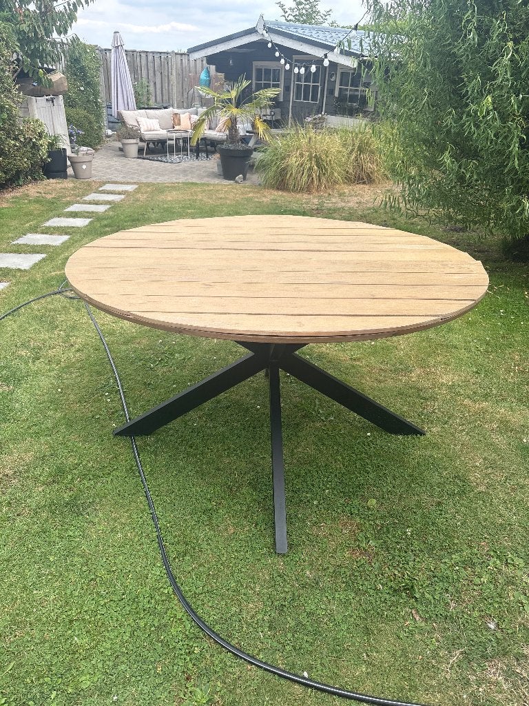Tuintafel rond, Ophalen, Gebruikt, Rond, Hout