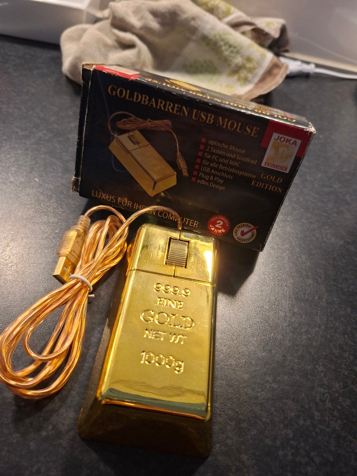 Gouden USB muis, Computers en Software, Muizen, Muis, Joka, Rechtshandig, Ophalen of Verzenden