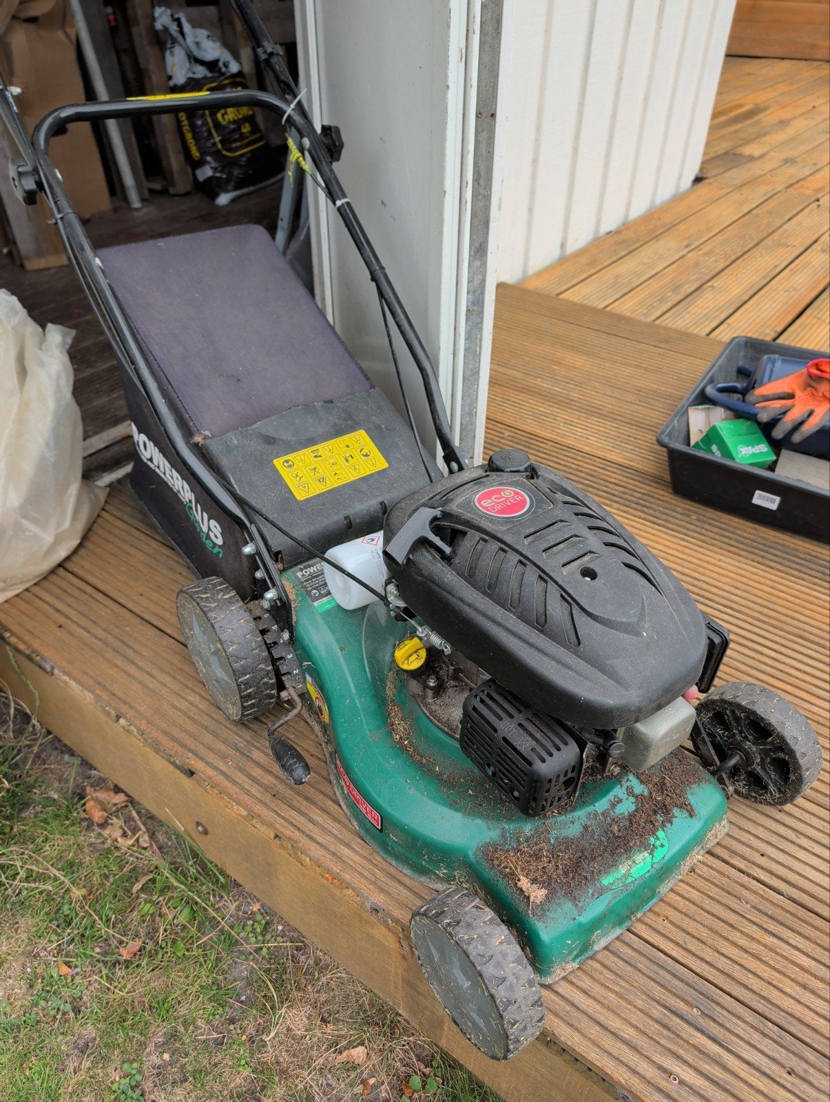 Powerplus POW63771 Benzine Grasmaaier - 41cm Maaibreedte, Ophalen, Cirkelmaaier, Gebruikt, Benzine-grasmaaier