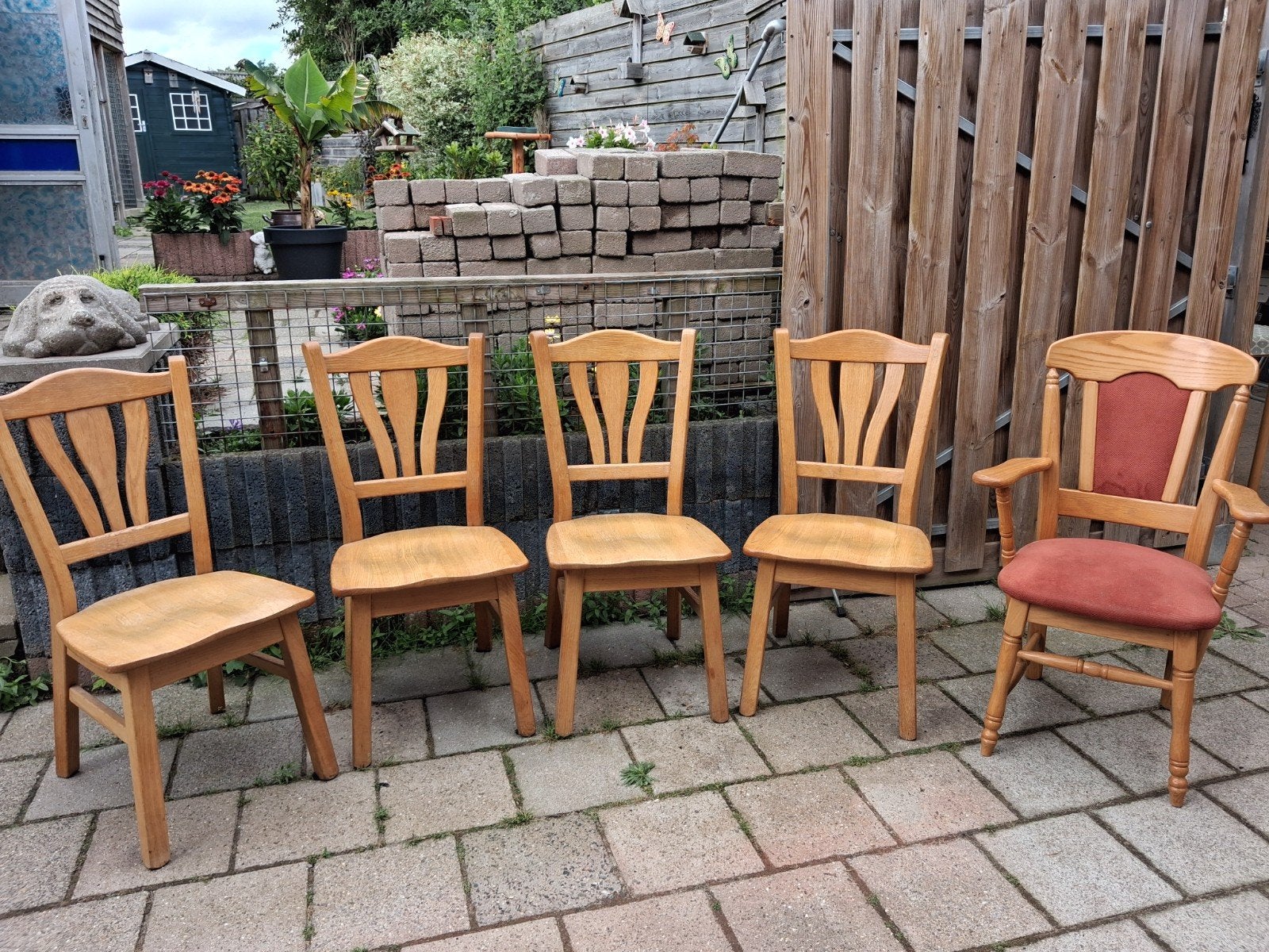 keukenstoelen van blank eikenhout, Ophalen