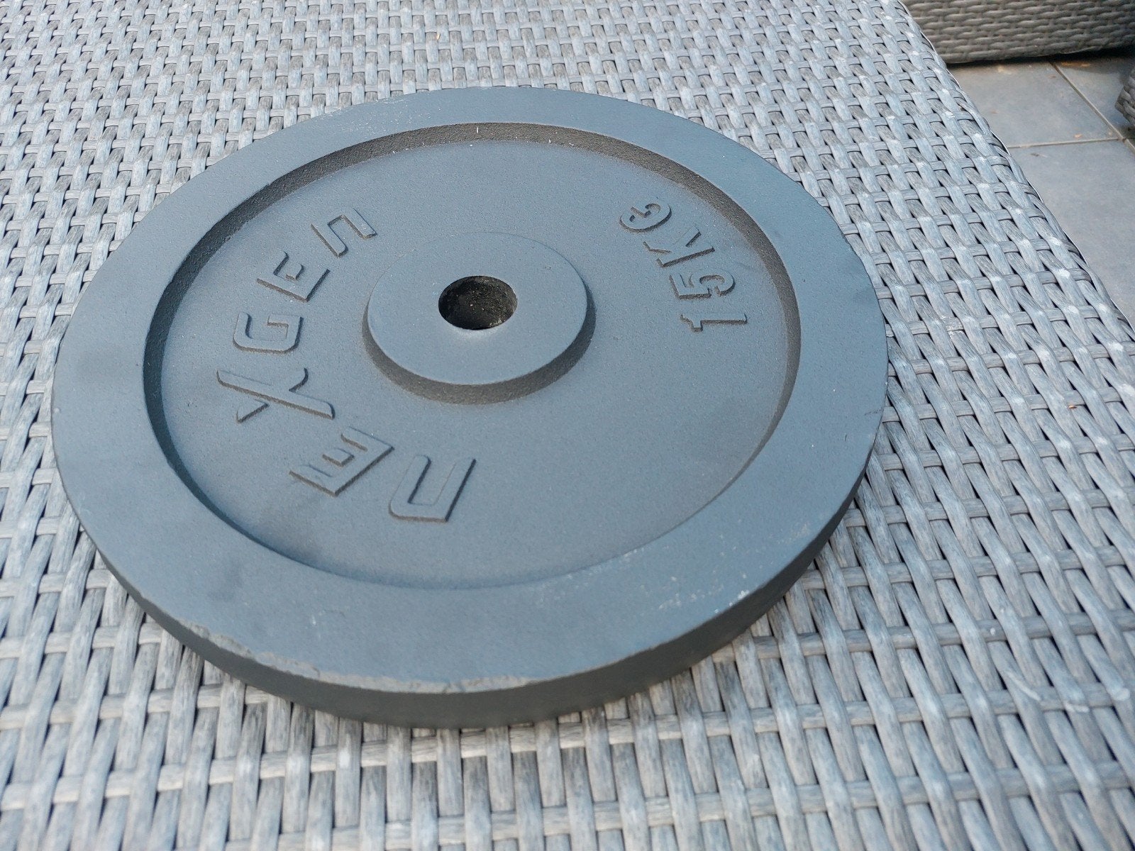 Gietijzeren halterschijf 15 kg, Ophalen, Nieuw, Armen, Halterschijven