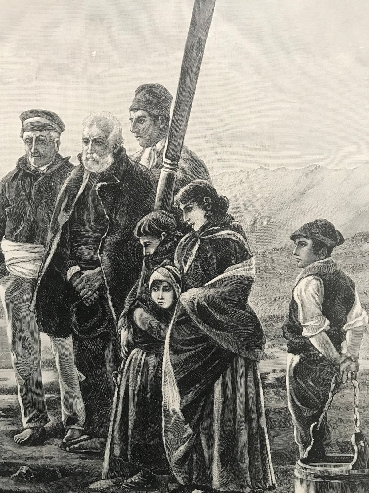 H. Guillen: Angeschwemmt, 1895, or. gravure, 32x23cm. Mooi!, 1800 - 1899, Portret, Ophalen of Verzenden, 32 cm