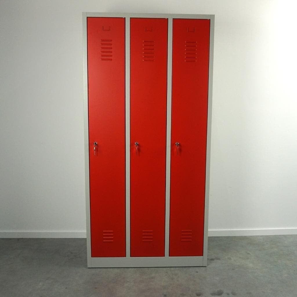 Lockerkast | 180 x 88 x 50 cm | Rood-grijs | Metaal, -, -, Nieuw, Ophalen of Verzenden