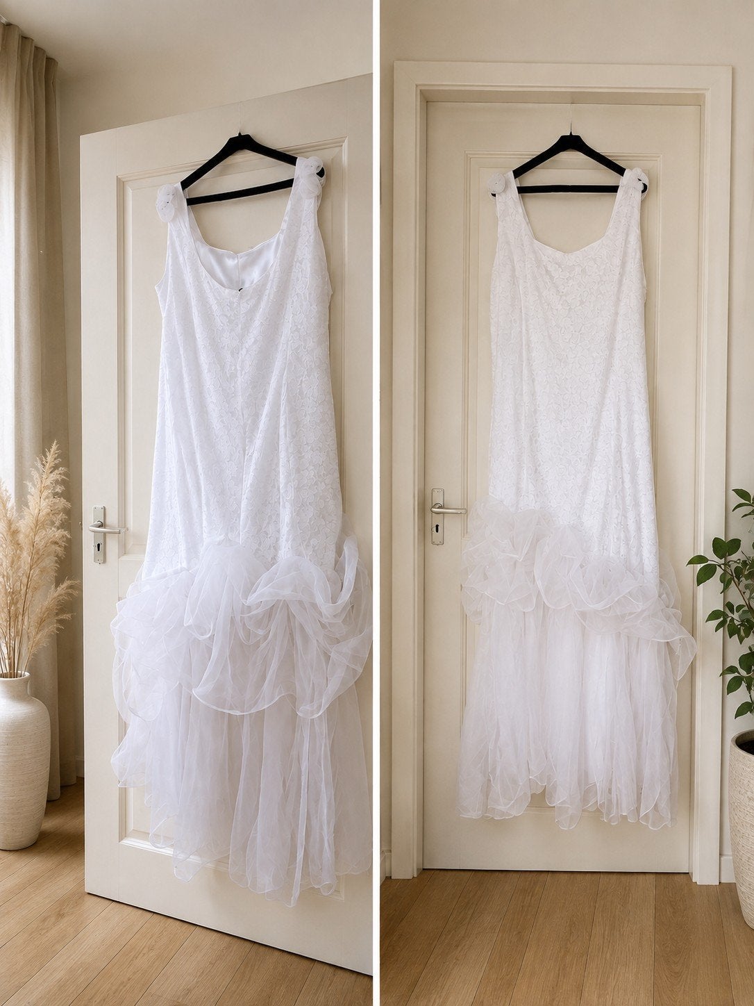 Elegante Trouwjurk met Kant en Tule Details, Ophalen of Verzenden, Gedragen, Wit, Trouwjurk