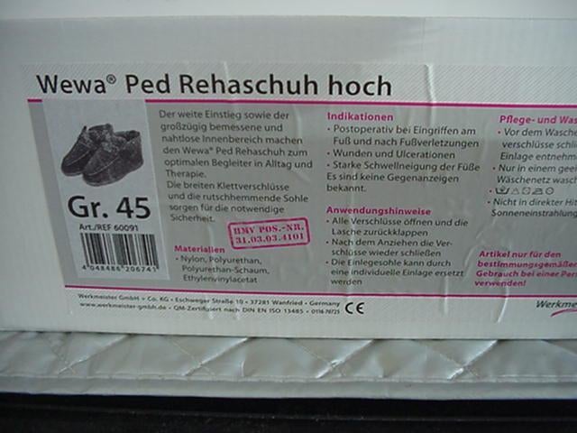 "Wewa Ped Reha" hoge verbandschoenen, maat 45, Ophalen of Verzenden, Nieuw