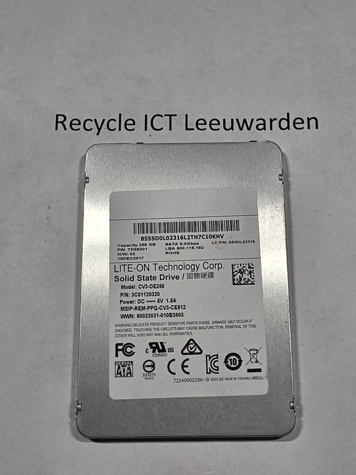 LITE-ON 256GB SSD SATA 6.0Gbps - CV3-DE256, Intern, .., Gebruikt, Ophalen of Verzenden