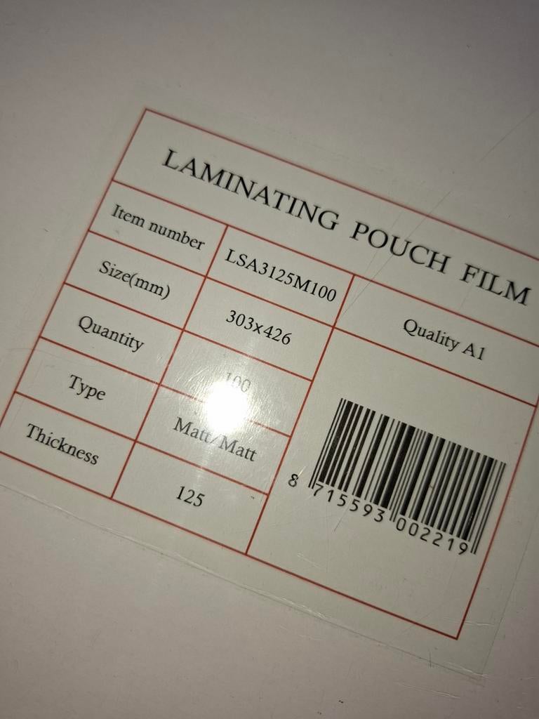 Lamineerhoezen A3 mat 125 micron, Ophalen