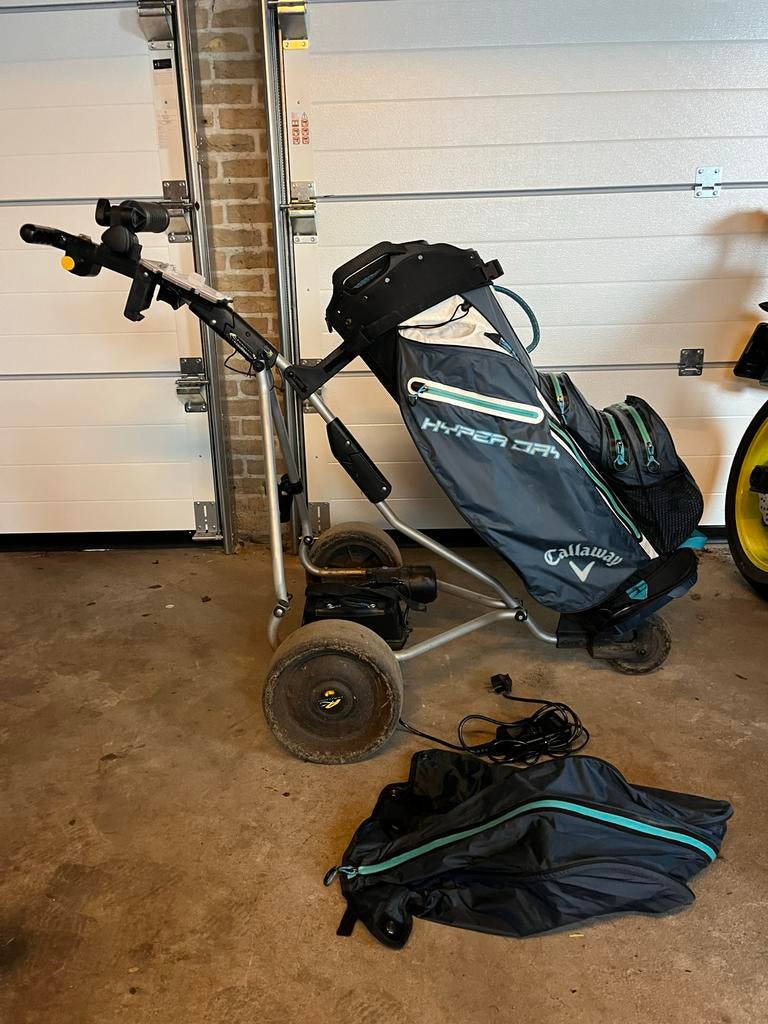 Powacaddy elektrische golftrolley, Sport en Fitness, Golf, Ophalen, Gebruikt, Golfkar, Overige merken