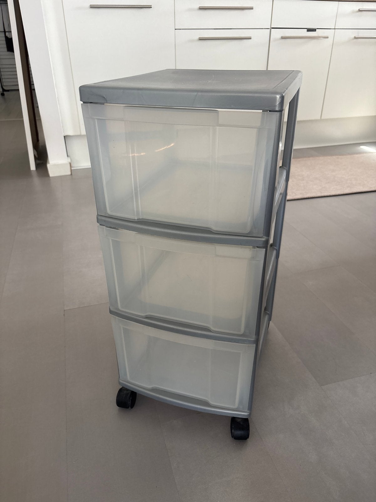 Handig plastic ladeblok op wielen met 3 transparante lades, Ophalen, Gebruikt, 3 of 4 laden, Minder dan 25 cm